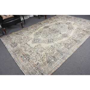 6.9x10.9 ft Rug, Turkish Vintage Rug, <b>Brown</b> <b>Wool</b> Rug - Product Image 5