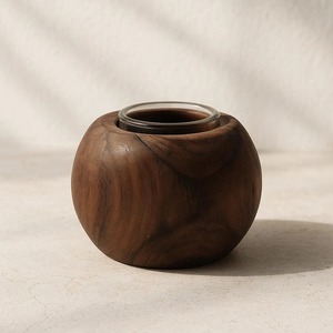 Porte-bougie chauffe-plat en noyer fait main de qualité supérieure, décoration minimaliste scandinave, disponible à prix réduit en provenance d'Inde - Product Image 5