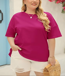 Camiseta de mujer de talla grande personalizada de gran venta, camiseta de tendencia de talla grande para mujer, camisetas de gran tamaño para la temporada de verano - Product Image 1