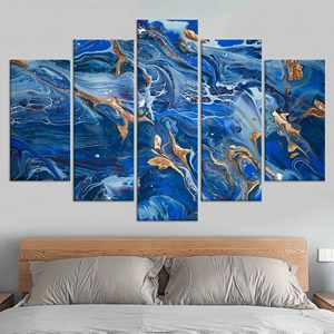 Impression sur toile minimaliste moderne : Art mural abstrait élégant, lot de 5 toiles assorties - Product Image 1