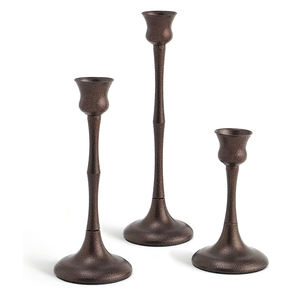 Top Selling Modern Luxury <b>Black</b> Finished Set of 3 Weeding Decoration Taper Metal Candlestick <b>Candle</b> Holder Pillar Aluminum Decor - Product Image 2