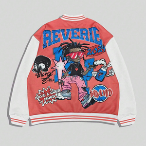 เสื้อแจ็กเก็ตใส่ได้ทั้งชายและหญิงมีสไตล์เสื้อนอกเบสบอลปักลายสำหรับทีมและสวมใส่สบายทุกวัน - Product Image 3