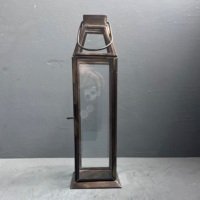 Lampu Lilin Hias Buatan Tangan Desain Artisan, Kaca dan Kuningan, Warna Coklat, Model L336 untuk Dekorasi Rumah