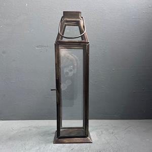 Portavelas de Linterna Hecho a Mano, Decorativo, de Vidrio y Latón con Acabado Marrón para Decoración del Hogar - Product Image 2