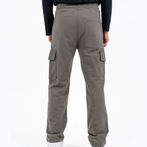 Pantalon Cargo Homme Vert en Toile à Jambes Larges en Éponge Décontracté Coupe Ample Taille Moyenne Motif Droit Léger Plat Direct - Product Image 4