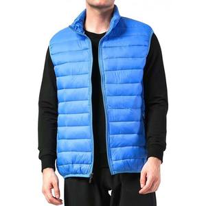 Veste d'hiver matelassée pour homme sur mesure OEM de haute qualité, fermeture éclair à capuche, col montant, couleur bleu clair, logo frontal - Product Image 1
