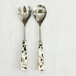 salad bar serving set metal decorative salad servers <b>Gold</b> <b>Mirror</b> Polished Cutlery <b>Table</b> Dessert Salad Server Spoon - Product Image 5