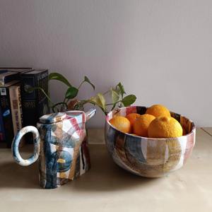 Bol décoratif en marbre multicolore Plat de centre de table en pierre élégant pour la maison Table Salon Cuisine et intérieur moderne - Product Image 6