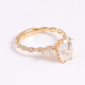 แหวนแต่งงานสีทองแท้เพชรโมอิส9K 14K 18K เครื่องประดับทองแท้แหวนเพชรโมอิสซาไนต์ทรงรี - Product Image 2