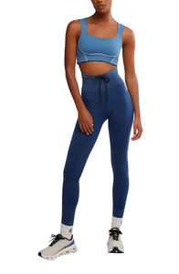 Sujetador de yoga para gimnasio de impacto alto para mujer, cómodo Push-Up Chest Washed Technics con logotipo frontal listo para enviar - Product Image 3