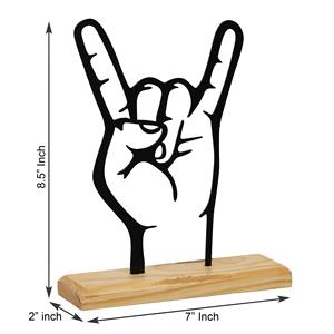 Belle sculpture à la main en métal noir avec base en bois Accent décoratif idéal pour le salon et l'espace de travail - Product Image 3