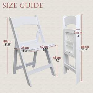 Chaises pliantes blanches pour mariages, fêtes, églises, événements, cuisine, lot de 4, en résine, empilables, assise en vinyle, prêtes pour le jardin - Product Image 5