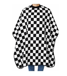 Unisex <b>Barber</b> Salon <b>Cape</b> Black White Checkered Pattern Hair Cutting <b>Cape</b> with Adjustable Neck - Product Image 1