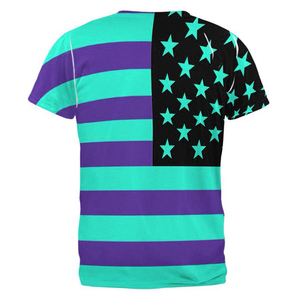 Men's Short Sleeve T-<b>Shirt</b> With Green Yellow Stripes And <b>Stars</b> Pattern O-Neck Casual Breathable Knitted Polyester Regular Fit - Product Image 6