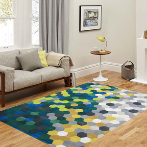 Tapis en laine moderne multicolore tufté à la main de couleur unie antidérapant réversible à poils hauts lavable pour la maison ou le pique-nique - Product Image 3