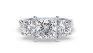 3 Stone <b>Infinity</b> Princess Cut Trilogy Ring 0.50 Ct Lab Grown Diamond In Platinum Party Wear Luxury - Product Image 1