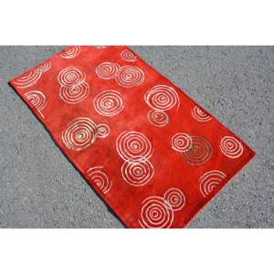 Alfombra Turca, Pequeña, 2.7x4.7 pies, Alfombra Vintage, Alfombra de Lana con Estampado Animal Rojo - Product Image 4