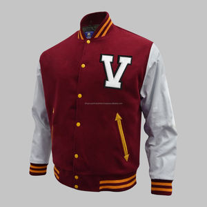 แจ็กเก็ตเลตเทอร์แมนทีมโรงเรียนแจ็คเก็ตขนสัตว์แขนหนังแท้สำหรับผู้ชายและผู้หญิง - Product Image 4