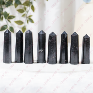 Obélisques, baguettes et crayons en tourmaline noire naturelle polie, sculptés, pour la guérison et le Feng Shui, cadeau d'affaires - Product Image 1