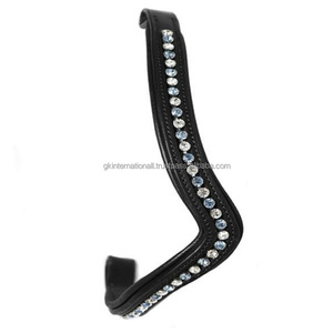 Banda acolchada para cejas en forma de V hecha a medida para caballo con cristales multicolores banda decorativa para cejas de caballo de cuero con canal vacío - Product Image 2