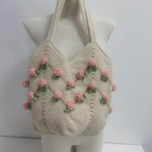 Sac à bandoulière fait main au crochet, orné de roses, pour femme, usage quotidien, vente en gros, produit phare - Product Image 6