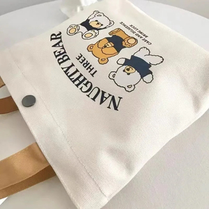Eco Friendly Cotton <b>Canvas</b> Lady Fashion Vintage Tote Bag Reusable Heavy Duty Durable Custom Logo Shopping Travel Carry Bag - Product Image 2