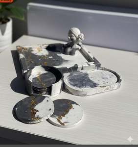 Sous-verres en marbre faits à la main, ensemble de sous-verres en pierre naturelle résistants à la chaleur pour table basse, cuisine, bar - Product Image 3