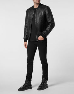 Wholesale top quality Customized Leather <b>Trucker</b> <b>Jacket</b> for <b>Men</b> Notch top quality Collar Custom Classic College Style - Product Image 6