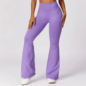 Nouveau femmes taille moyenne décontracté respirant 100% coton sans couture Scrunch bout à bout entraînement Gym Fitness Yoga Leggings - Product Image 3