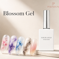 Gel Polish Transparent Effet Fleur Épanouieuse pour Ongles, Gel UV LED à Effet Aquarelle Marbré Fumé, OEM ODM
