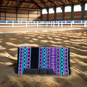 Manta de sillín de lana transpirable para caballos con diseño occidental, perfecta para ranchos de equitación largos y uso en espectáculos - Product Image 1