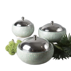 Hotpot Round Shape Handmade Designer Casserole Hotel Supplies Food Warmer Latest Shiny Polished Designer Metal With Laser Design - Product Image 5