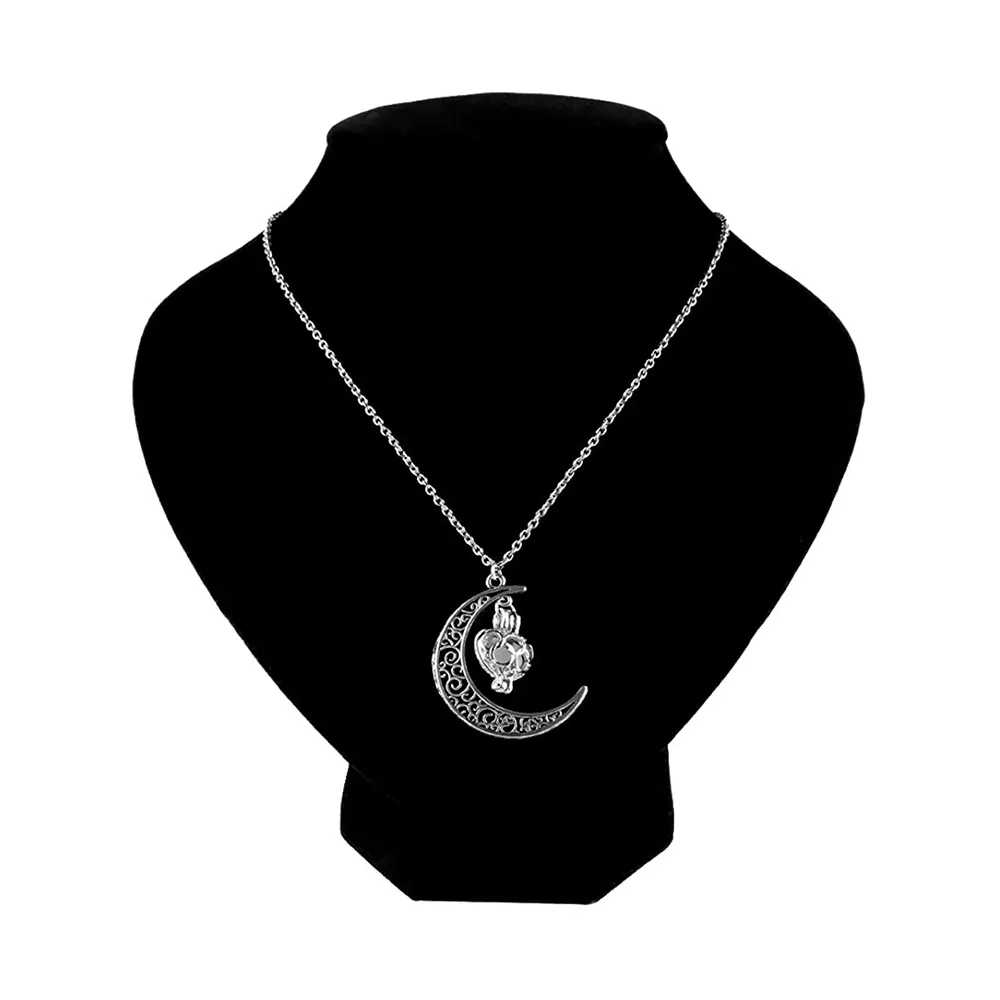 Maya's Grace Stainless Steel 4 Colors Crescent Sailor Half Moon Glow in The Dark Heart Love Pendant Necklace for Women's