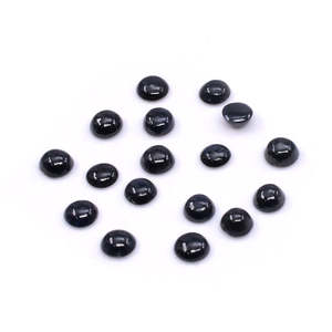 Zafiro Negro Natural Sin Tratar de 3mm 4mm, Cabujón Calibrado Redondo Ovalado con Corte Rosa, Gema Suelta de Colores Arcoíris con Reverso Plano de 8mm - Product Image 1