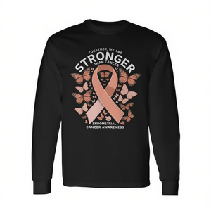 Camiseta de Manga Larga con Lazo Color Durazno para la Concientización sobre el Cáncer Endometrial, Producto Promocional - Product Image 2