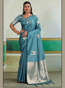 Premium Pure <b>Satin</b> Handloom Weaving Silk <b>Saree</b> Formal Party Wear with Silk Screen Printing - Product Image 4