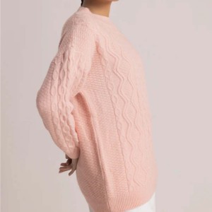 Suéteres de alta calidad de fabricante profesional, ropa informal, suéteres de punto para mujer, cuello en V, respiradero de algodón de punto - Product Image 5