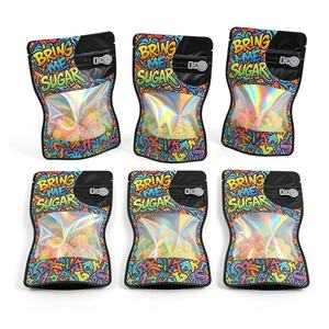 Custom Printing Black Holographic 3.5g Mylar Bags Exotic Clear Window Child Resistant Zipper 3.5g Smell Proof Bags - Product Image 6