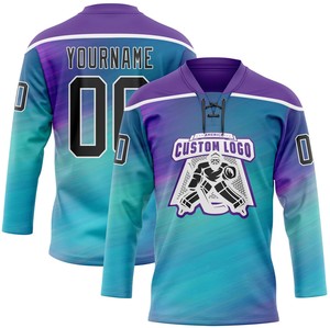 Maillots de hockey sur glace à manches longues sur mesure, entièrement sublimés, col à lacets, logo d'équipe, maillot de hockey pour jeunes - Product Image 2