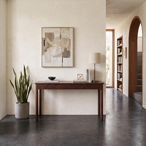 Modern Natural <b>Oak</b> Wood Console <b>Table</b> Drawers Walnut Color <b>Oak</b> Wood <b>Top</b> Solid Legs for Minimalist Entryway Living Room Furniture - Product Image 1