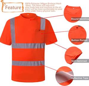 Camisa reflectante de seguridad de alta calidad Ropa DE TRABAJO Seguridad en la construcción Camiseta DE TRABAJO Camiseta de manga corta reflectante de alta visibilidad - Product Image 2