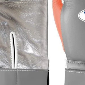 Gants de boxe professionnels en cuir gris orange blanc Velcro Poignet Entraînement Sparring Gants pour hommes et femmes - Product Image 6