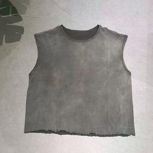 Chemises à manches longues délavées à l'acide, logo personnalisé, 120g, grande taille, polyester, col montant, sergé vintage pour hommes - Product Image 3