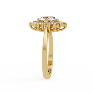 Bagues de fiançailles rondes en or jaune 14K 18K avec diamants de laboratoire certifiés IGI, bagues de mariage en grappe, bijoux en gros - Product Image 5