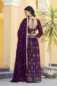 Exceptional Quality Glamorous Fusion Suit 4 Meter <b>Flared</b> Lehenga Choli with <b>Sequins</b> Work Canvas Layers for Party Summer & Winter - Product Image 6