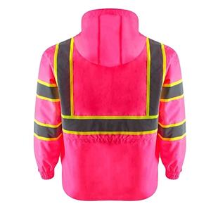 Veste de sécurité bleue haute visibilité avec rayures réfléchissantes Accents jaunes Vêtements de travail à capuche imperméables pour la protection extérieure - Product Image 3
