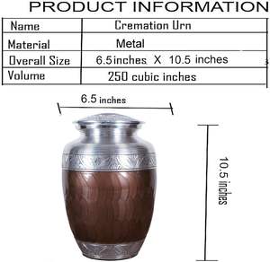 Urna de cremación de aluminio grabada para cenizas humanas para adultos | Caja decorativa de entierro hecha a mano, urnas funerarias grandes para hombres y mujeres - Product Image 5