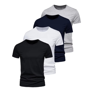 Vêtements en vrac coton t-shirts hommes cinq demi-manches femmes été T-shirt ample à manches courtes décontracté basique chemise O cou - Product Image 2