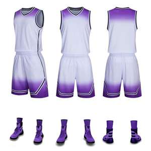 Ensembles de maillots de basket-ball personnalisés en gros, vêtements de sport imprimés avec logo, uniforme d'entraînement sportif, costume de basket-ball - Product Image 1