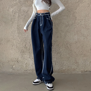 Offre Spéciale hiver mode femmes personnalisé droite Denim pantalon de haute qualité respirant décontracté Street Wear solide jean - Product Image 3